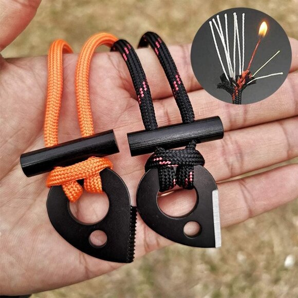 Survival Red Tinder Paracord Necklace with Firestarter Ferrocerium1 Pack(Orange) - Picture 1 of 16